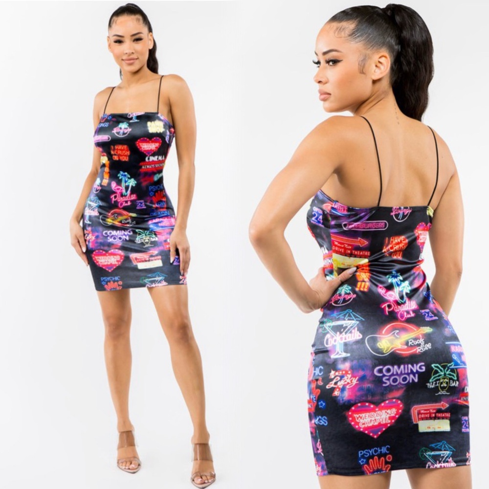 Neon sign Las Vegas mini dress